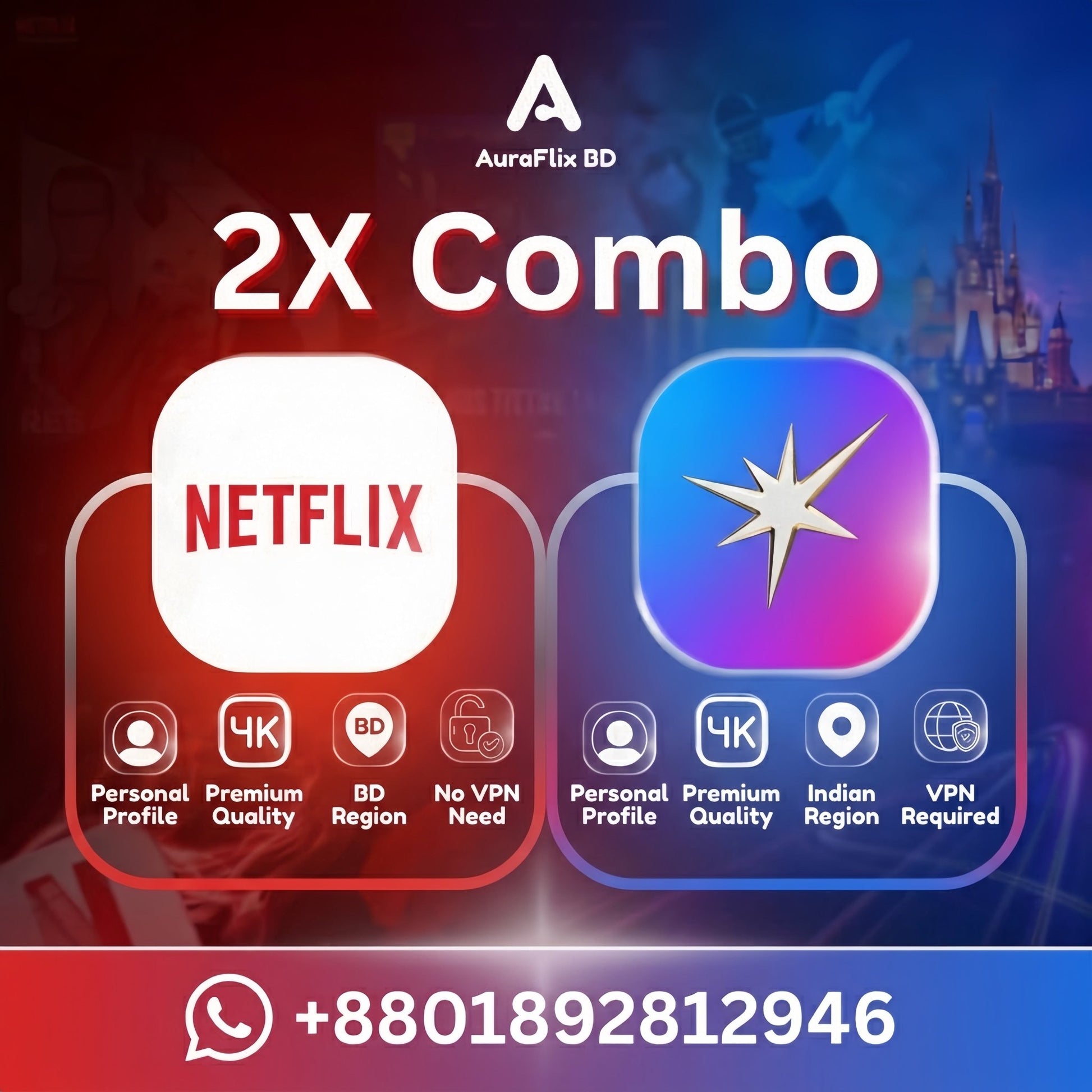 JioHotstar + Netflix ComboStreaming Platform