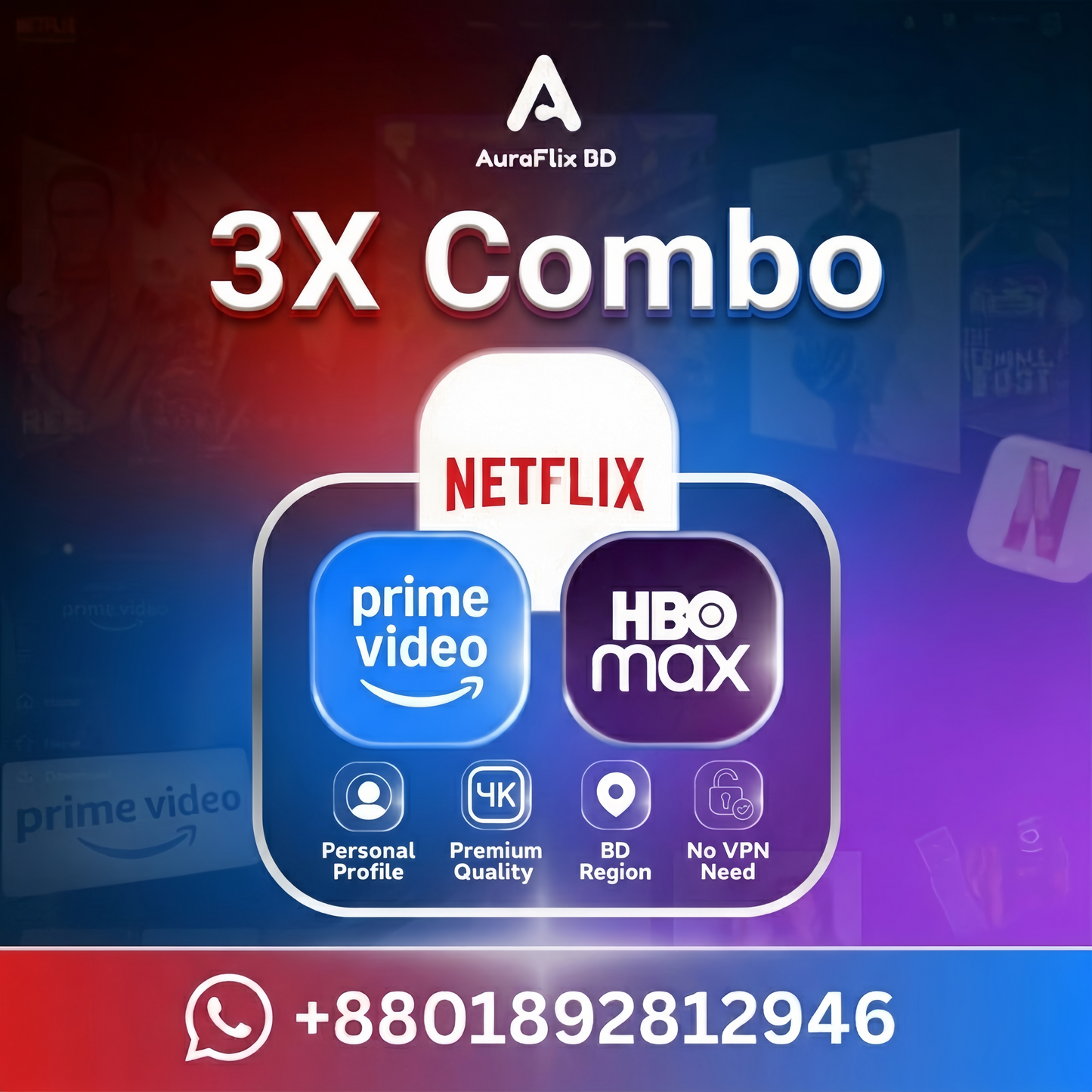 Netflix, PrimeVideo & HBO Max Combo